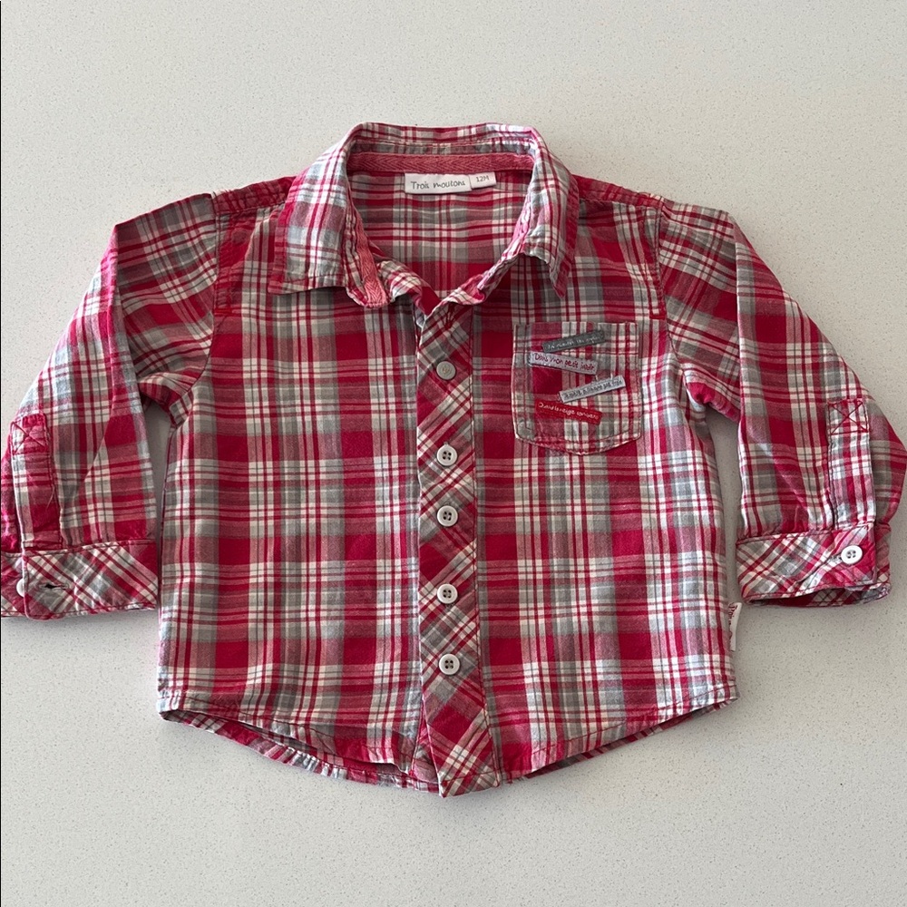 Trois Mouton Toddler Red Plaid Button-Up Shirt